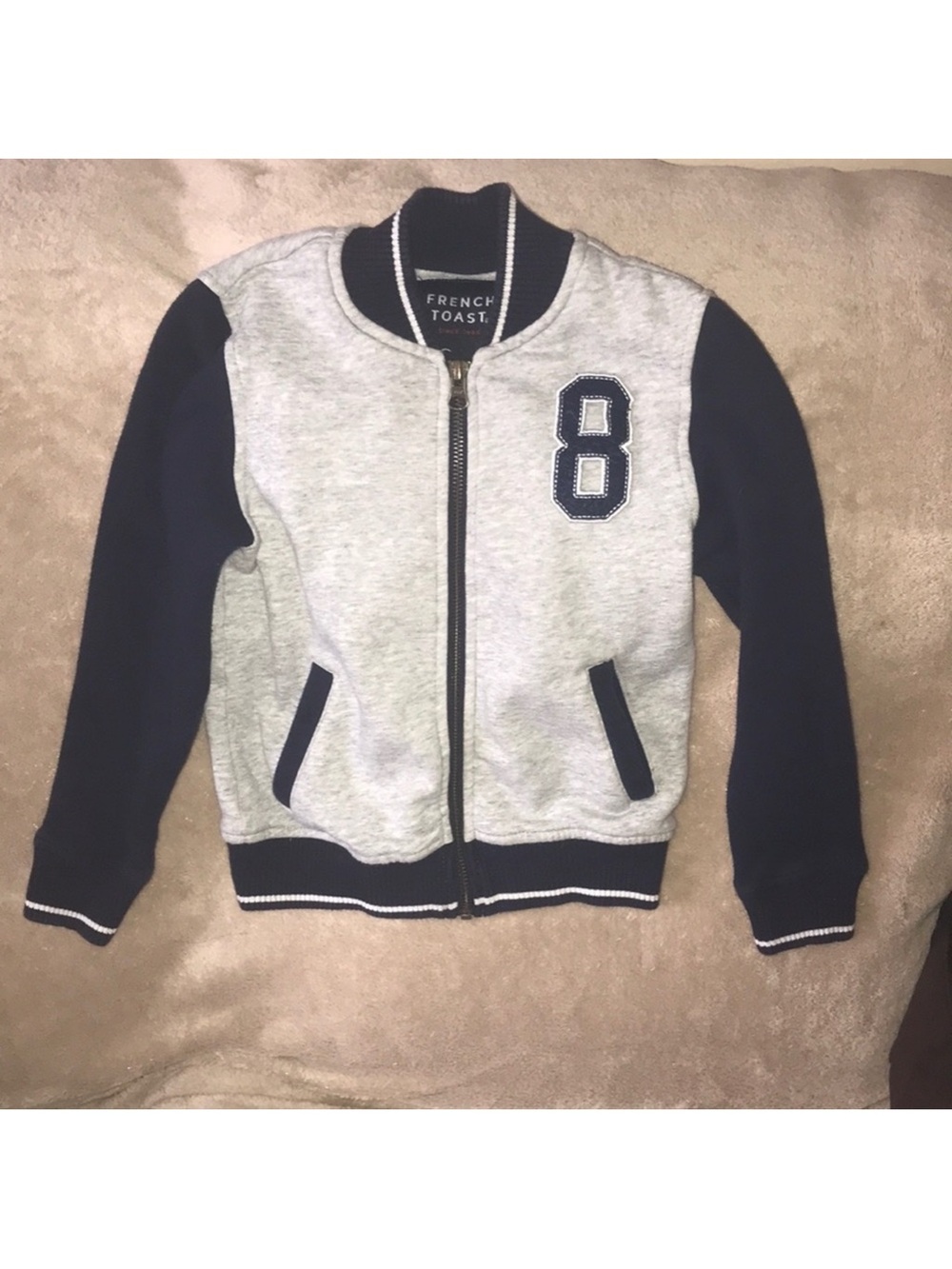 French Toast size 5 Kids' Navy & Gray Varsity Zip Jacket